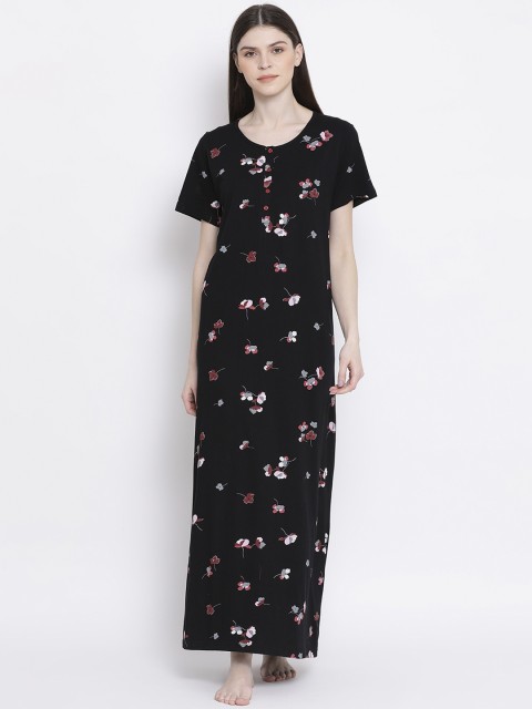 

Kanvin Black & Brown Printed Nightdress