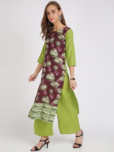 

Florence Women Green Floral Printed Kurta with Palazzos
