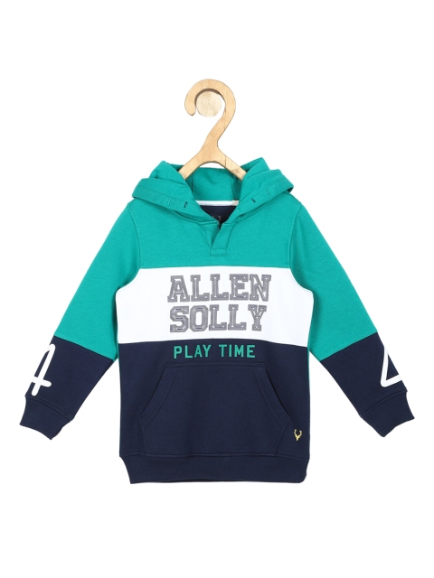 

Allen Solly Junior Girls Green & Navy Blue Printed Hooded Sweatshirt
