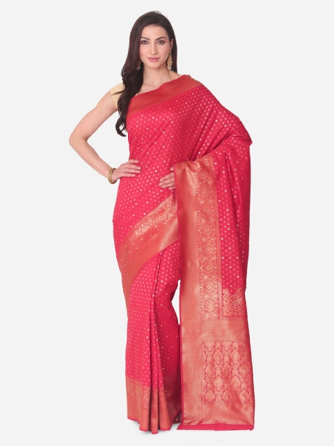 

BOMBAY SELECTIONS Pink Silk Blend Woven Design Banarasi Saree