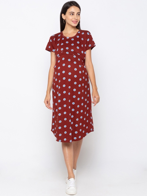 

MomToBe Brown & Blue Printed Maternity & Feeding Nightdress