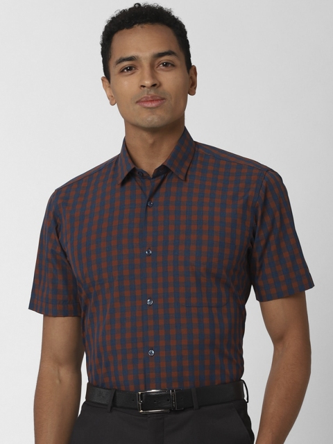 

Peter England Men Navy Blue Regular Fit Checked Casual Shirt