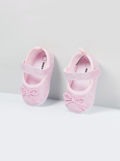 max Girls Pink Woven Design Ballerinas