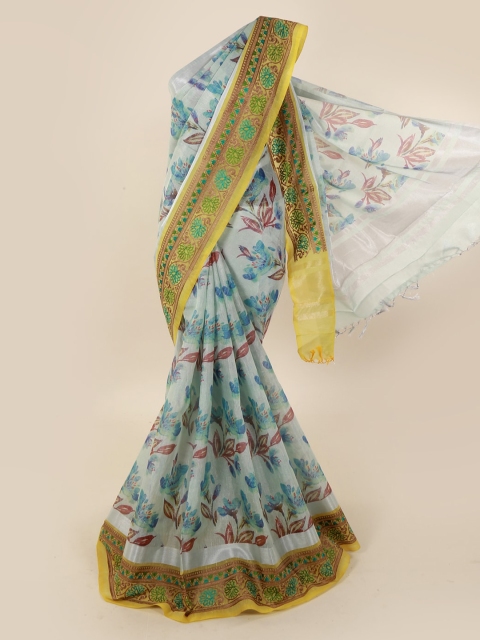 

Pothys Blue Printed Tissue Saree