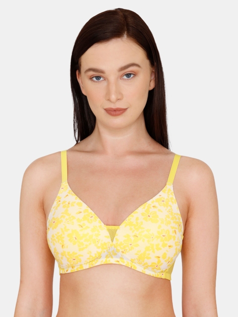 

Zivame Yellow & White Printed Non-Wired Lightly Padded T-shirt Bra ZI1988FASHBYELW