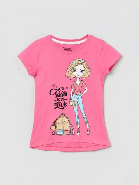

max Girls Pink Printed Pure Cotton Regular Top