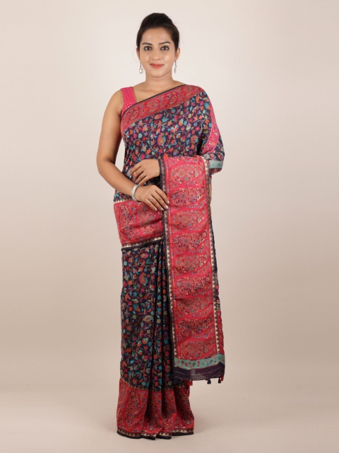 

Pothys Blue Woven Design Jute Silk Saree