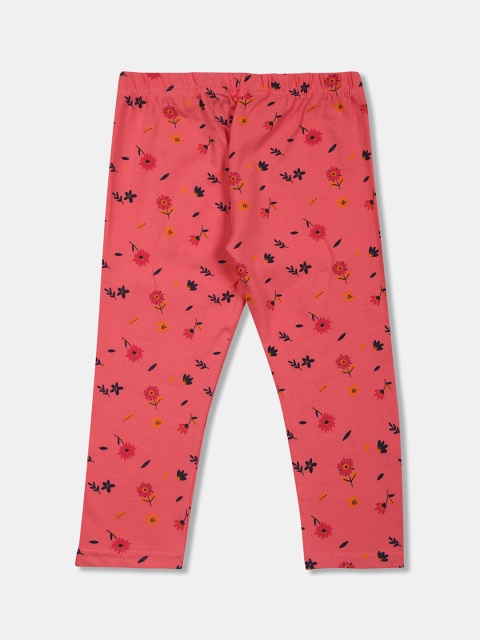 

Donuts Infant Girls Coral Pink & Black Printed Ankle-Length Leggings