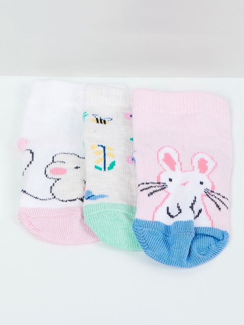 

max Infant Girls Pack Of 3 Assorted Ankle-Length Socks