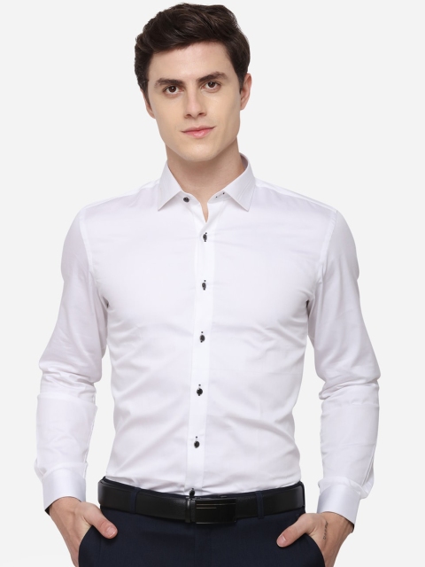 

JB STUDIO Men White Slim Fit Solid Casual Shirt