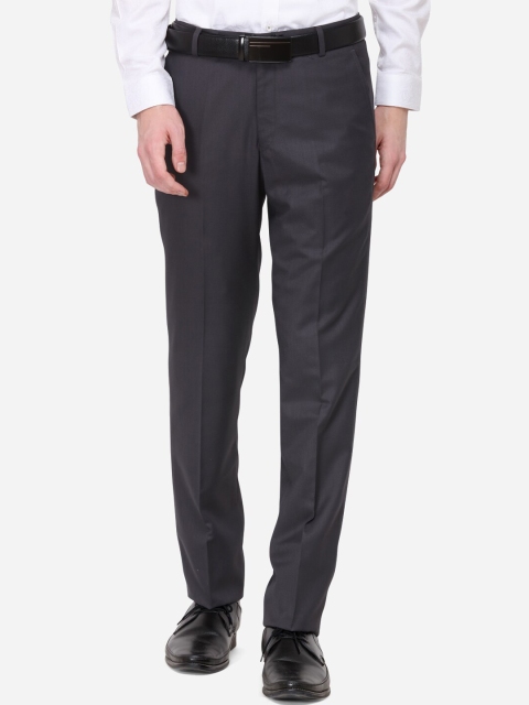 

Greenfibre Men Grey Regular Fit Solid Formal Trousers