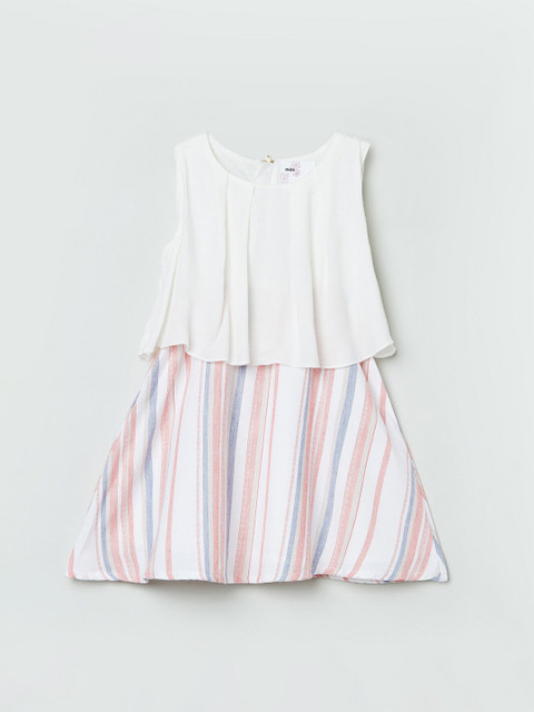

max Girls Cream-Coloured Striped A-Line Dress