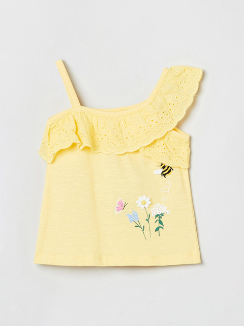 

Max Girls Yellow One Shoulder Cotton Regular Top