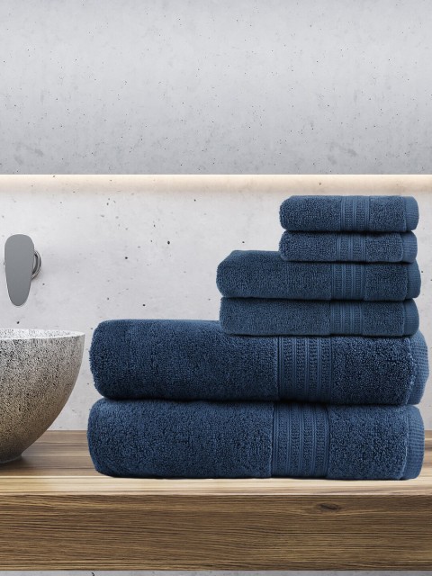

Trident Unisex Set Of 6 Blue Solid 500 GSM Towel Set, Turquoise blue