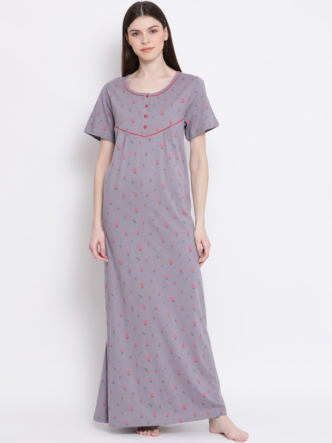 

Kanvin Grey & Pink Printed Nightdress