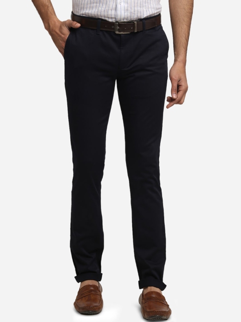 

Greenfibre Men Navy Blue Slim Fit Solid Cotton Regular Trousers