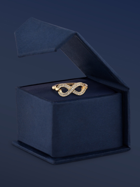 

Amavi Gold-Plated White AD-Studded Infinity Finger Ring