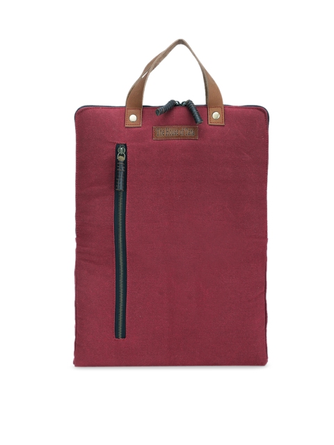 

The House of Tara Unisex Maroon & Brown Solid Laptop Bag