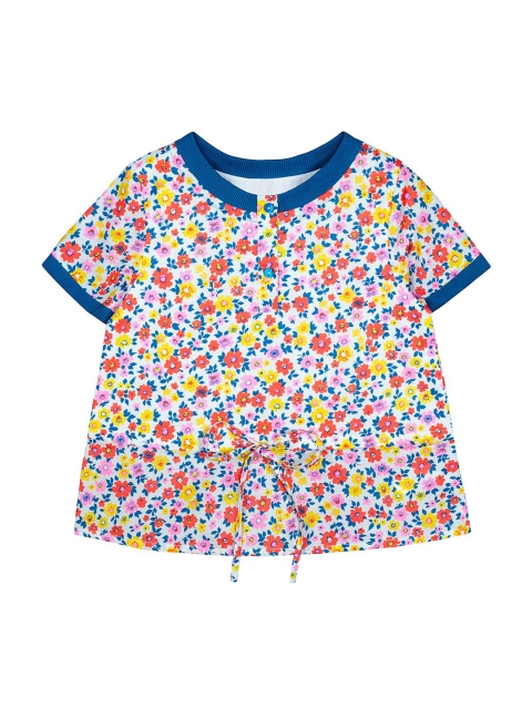 

Budding Bees Multicoloured Floral Printed Pure Cotton A-line Top, Multi