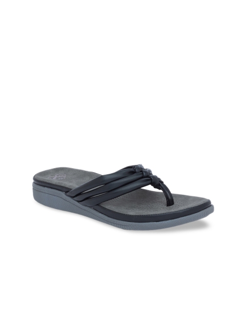 

Sole To Soul Women Black Solid Open Toe Flats