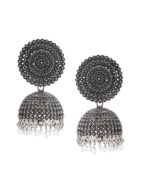 

SATCHEL Silver-Toned Dome Shaped Jhumkas