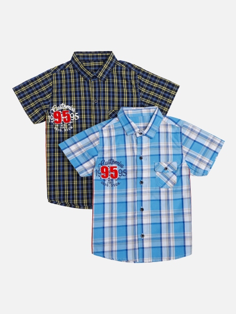 

Bodycare First Boys Pack Of 2 Slim Fit Checked Casual Shirt, Multi