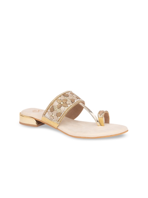 

Sole To Soul Women Gold-Toned Embellished Block Heels