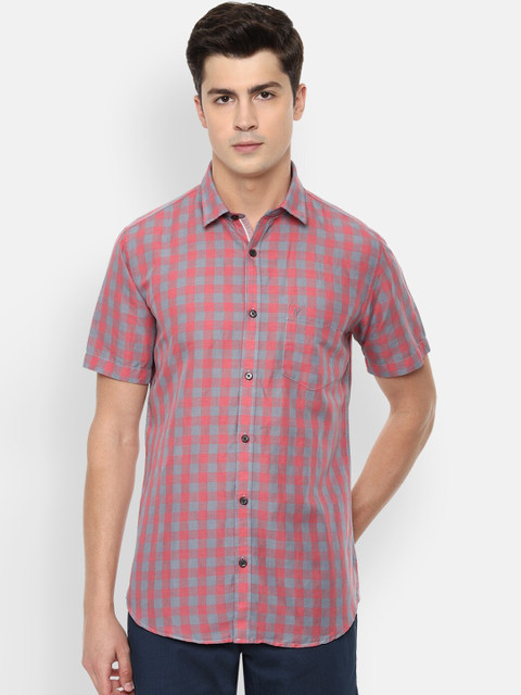 

Van Heusen Sport Men Grey & Pink Slim Fit Checked Casual Shirt