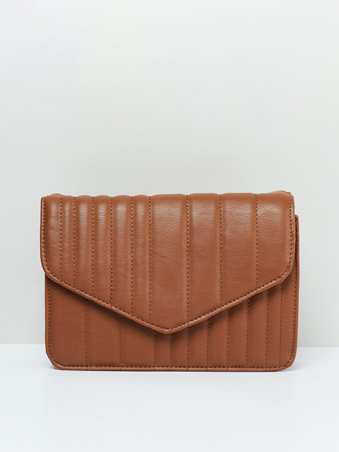 

max Tan Solid Handheld Bag