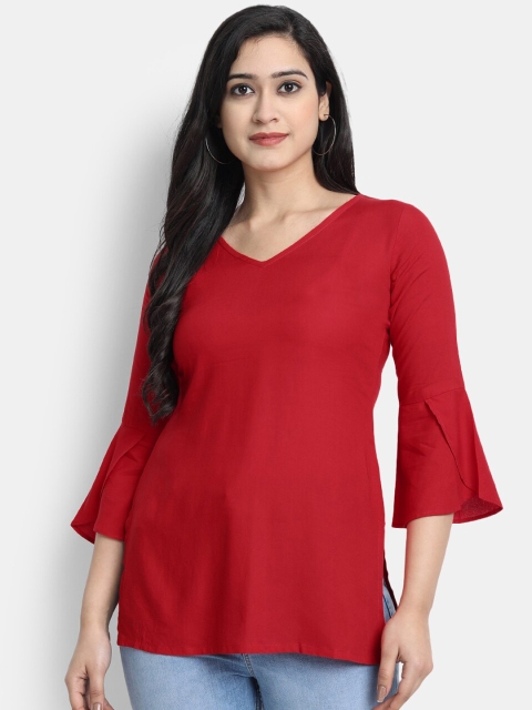 

Globon Impex Red Bell Sleeves Liva Top