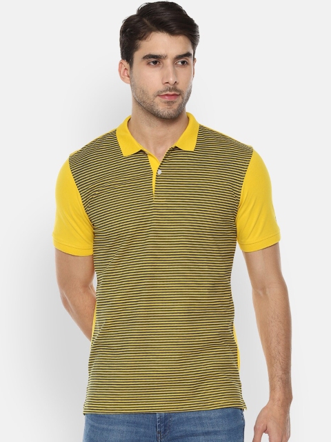 

Allen Solly Men Yellow Striped Polo Collar T-shirt