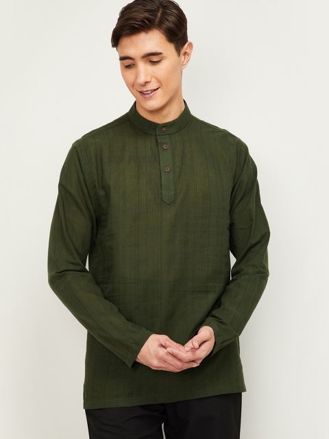 

Melange by Lifestyle Men Olive Green Mandarin Collar Kurta