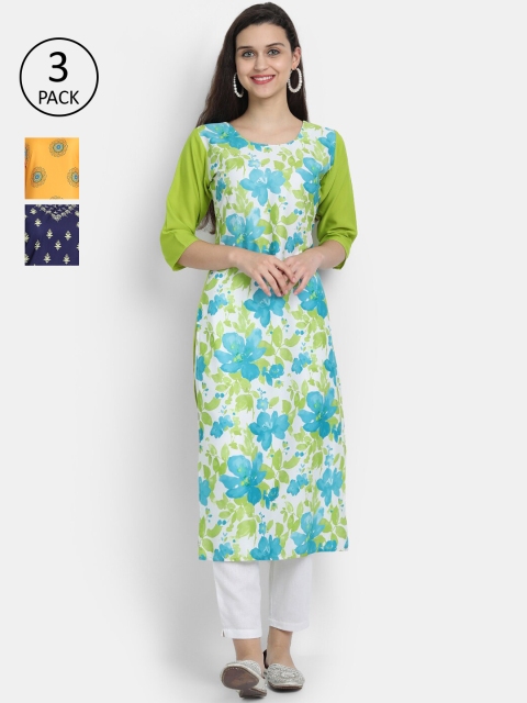

7Threads Women Pack Of 3 Digital Printed Crepe Kurta, Multi