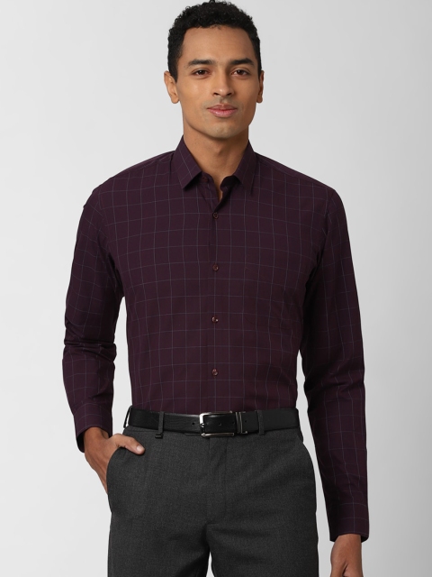 

Peter England Men Purple & White Regular Fit Checked Formal Shirt