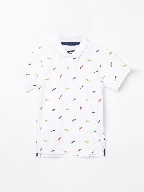 

Fame Forever by Lifestyle Boys White Printed Polo Collar T-shirt