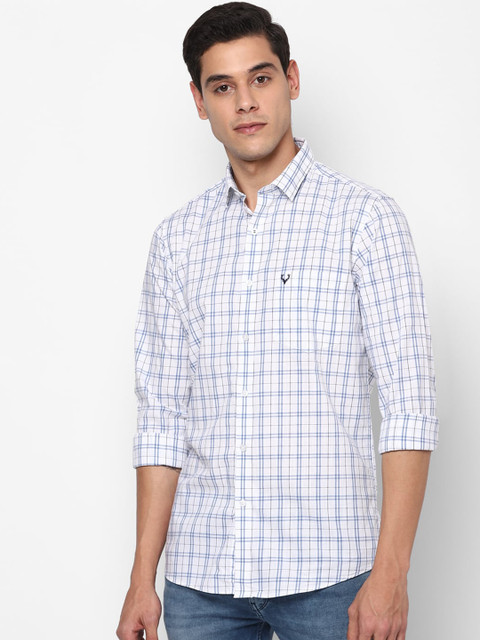 

Allen Solly Men White & Blue Slim Fit Checked Casual Shirt