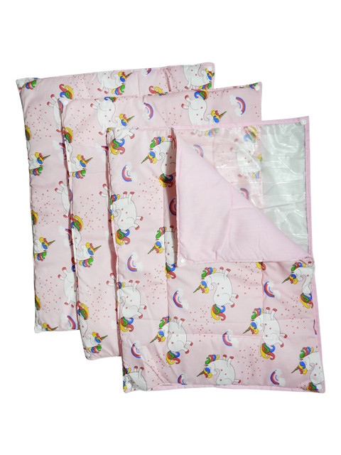 

PINKBUNNY Kids Set Of 3 Pink & White Printed Mats