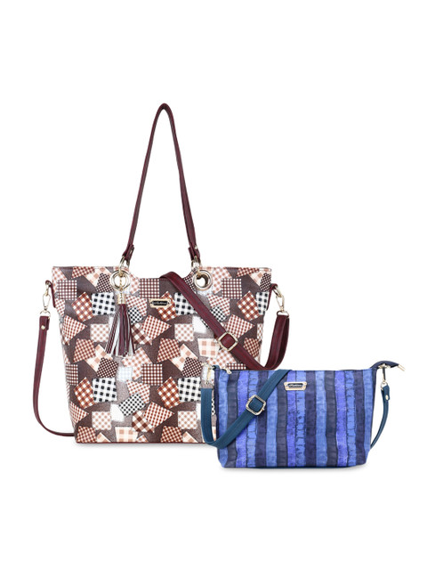 

WOMEN MARKS Maroon & Blue Printed Shoulder & Sling Bag