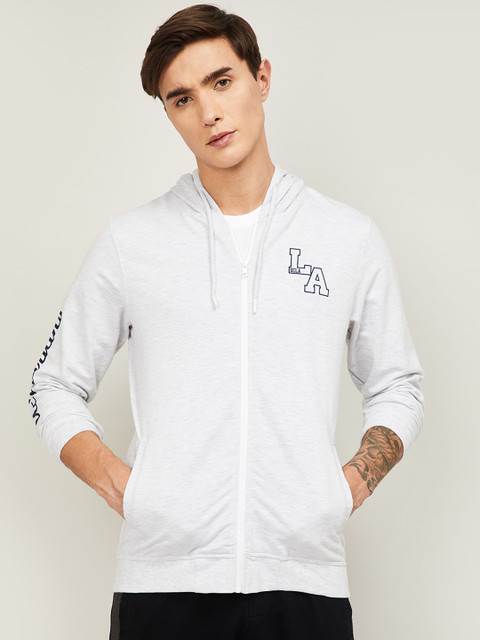 

UCLA Men White Solid Hooded Sweatshirt