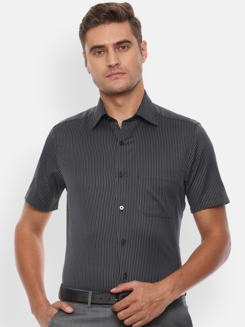

Louis Philippe Men Black Regular Fit Striped Formal Shirt