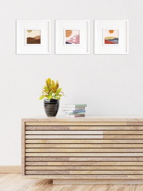 

RANDOM Multicoloured Set of 3 Canvas Sunset Wall Art Painting, Multi
