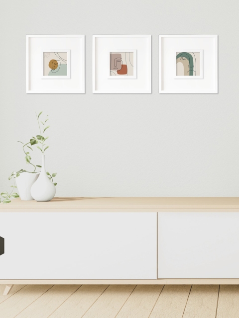 

RANDOM Multicoloured Set of 3 Face Reaction Wall Art Painting, Multi