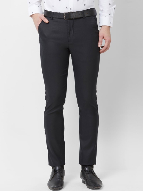 

Solemio Men Black Slim Fit Solid Formal Trousers