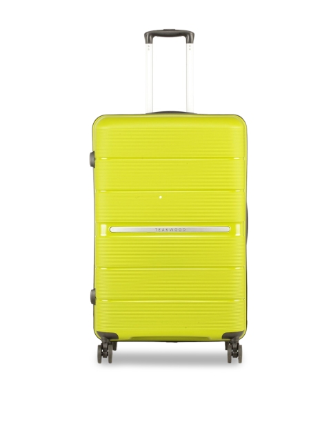 Teakwood Leathers Fluorescent Green Textured Hard-Sided Large Trolley Suitcase
