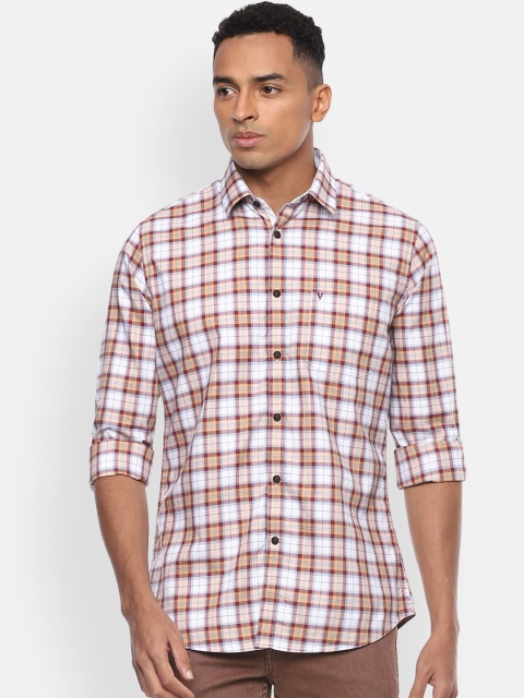 

Van Heusen Sport Men White & Brown Regular Fit Checked Cotton Casual Shirt