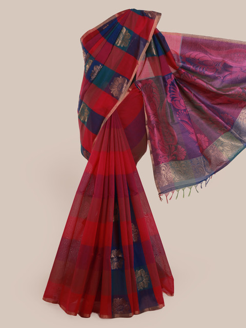 

Pothys Multicoloured Striped Silk Cotton Saree, Multi