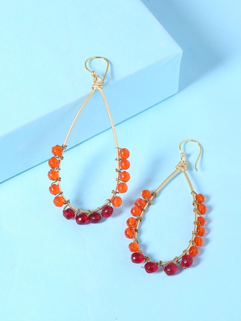 

Shoshaa Orange & Gold-Plated Handcrafted Handcrafted Contemporary Hoop Earrings