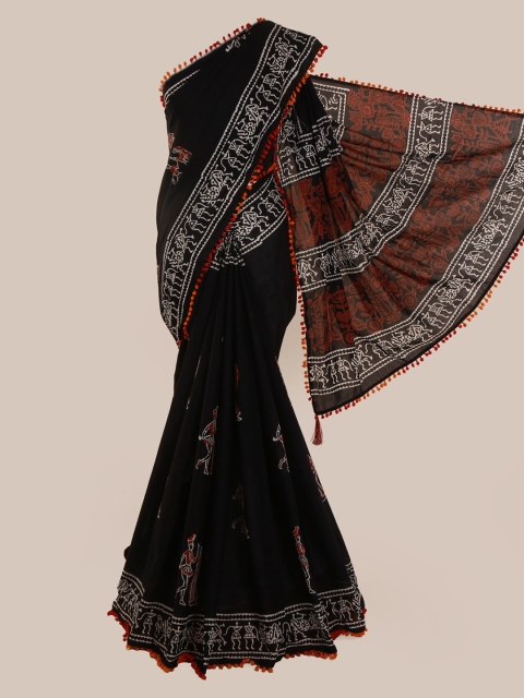 

Pothys Black Printed Pure Cotton Saree