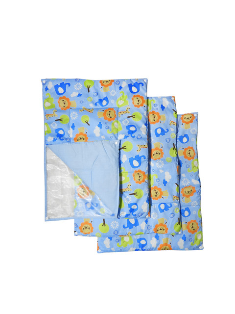 

PINKBUNNY Infant Kids Pack of 3 Blue & Orange Printed Mats