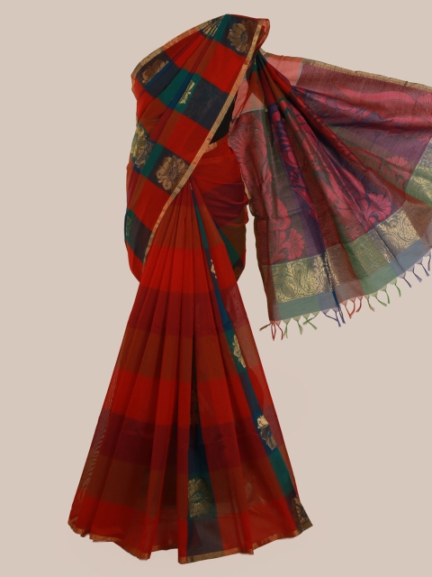 

Pothys Red Woven Design Silk Cotton Saree